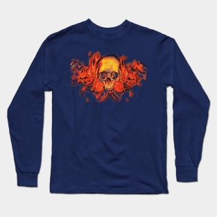 Burning skull of burning heart Long Sleeve T-Shirt